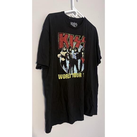 KISS World Tour '77 Graphic Black Short Sleeve T-Shirt Men's Size 2XL Rock - Picture 3 of 5